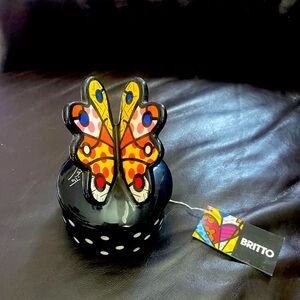 Romero Britto 2009 Butterfly Trinket Covered Ceramic Dish 14072